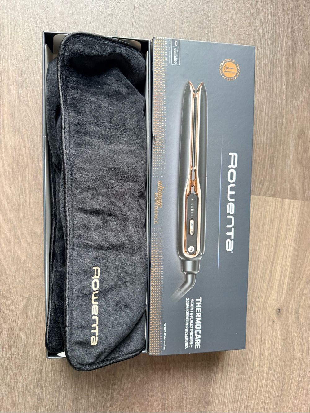 Rowen Compact Hair Straightener in Black and Rose Gold